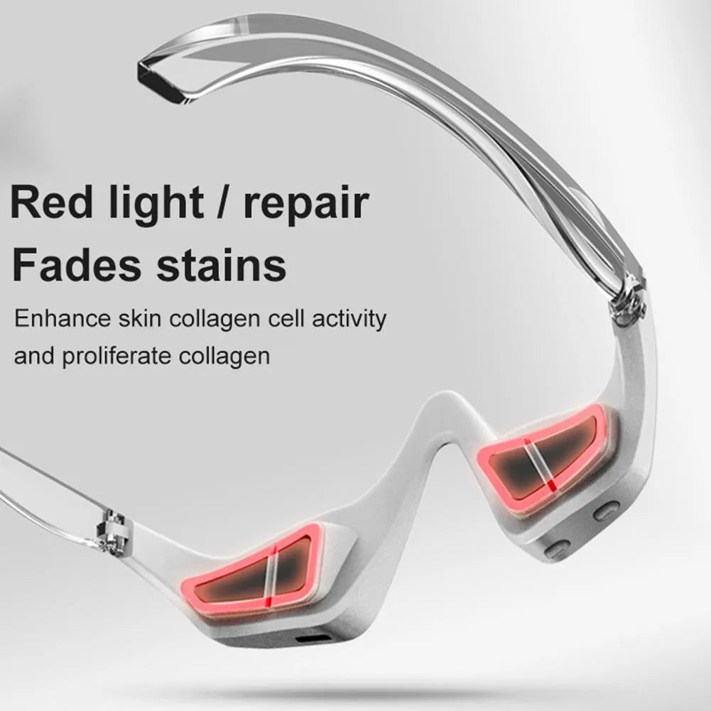 Pink and white 3D micro-current eye massager beauty instrument with glasses-style design