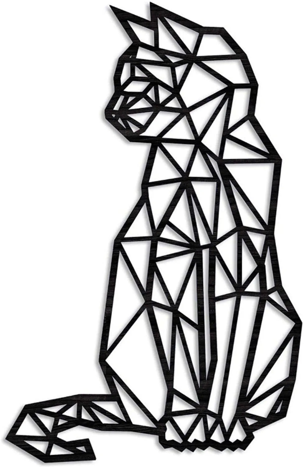 Black carved metal wall art cat silhouette laser engraved on galvanised iron 46x30cm