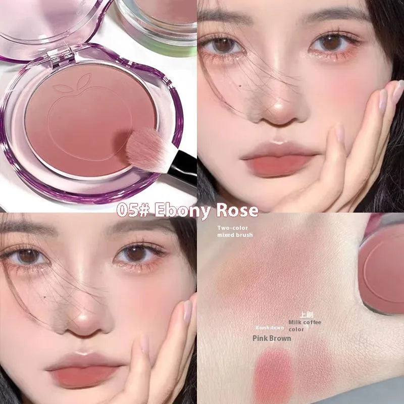 Bubble gradient design powder blush compact open, showing six shade options for dry skin.