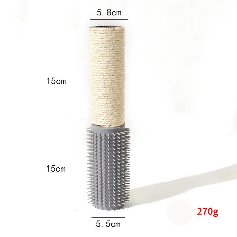 30cm tall brown sisal fibre cat scratching post on wooden floor