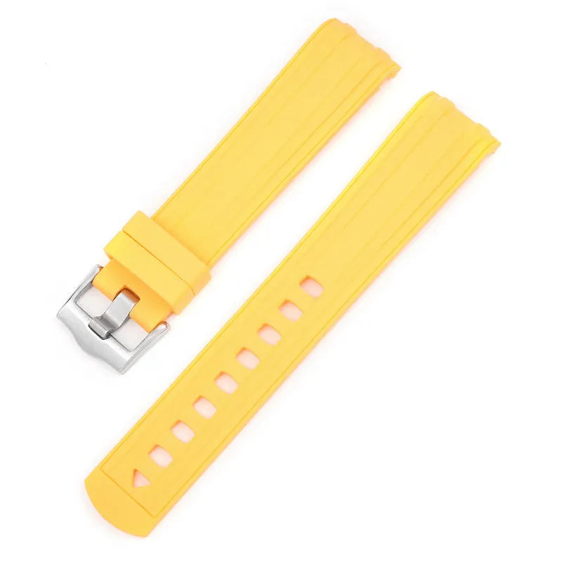 20mm wide watch strap in multiple colours featuring a silver-toned buckle.