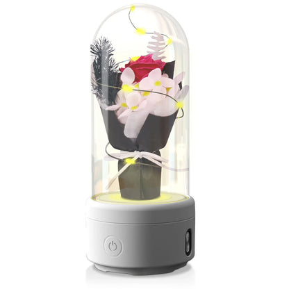 Enchanting 2-in-1 Rose Bouquet: Bluetooth Speaker and Luminous Night Light, with a mesmerizing LED light display and high-quality audio