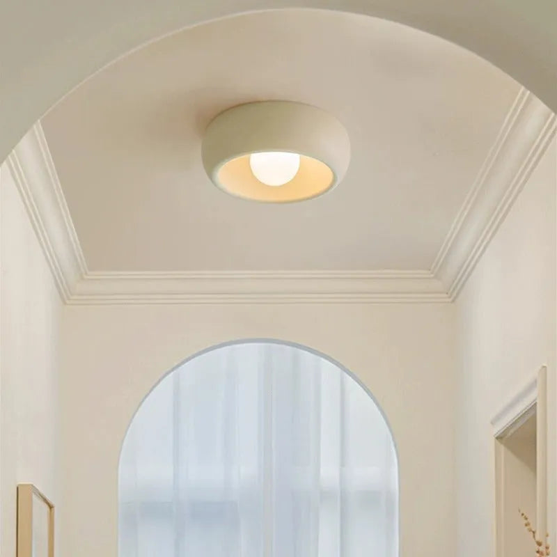 Creative cream household ceiling lamp, iron walnut colour, 30cm diameter, low profile, G9 bulb fitting