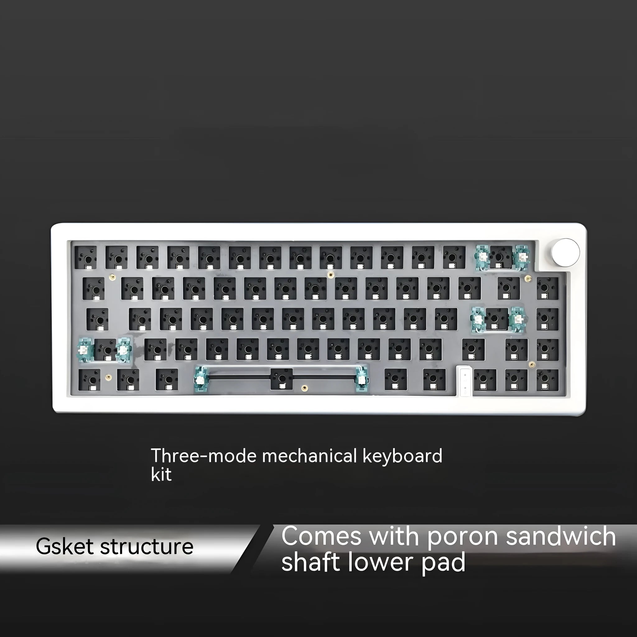 DIY RGB mechanical keyboard kit with knob support in seven ABS colours