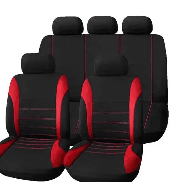 9-piece car seat cover set in grey, universal fit for most cars, bird's eye cloth fabric