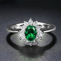 Women's moissanite blue flower-shaped ring with copper band and zirconium inlays