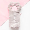 Plush cat's paw bag 23 x 12.5 cm Korean style in beige brown grey or pink