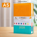 A5 English schedule book with waist seal, imitation leather cover, open to daily page
