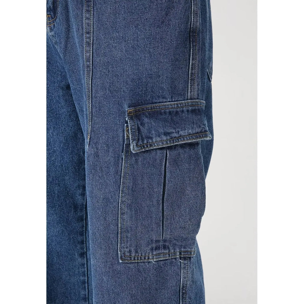 Loose straight-leg workwear jeans in non-stretch cotton denim, blue or black, sizes S to 3XL.