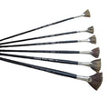 Mattis fan-shaped painting brush set, six black brushes with wild boar mane bristles and birch handles