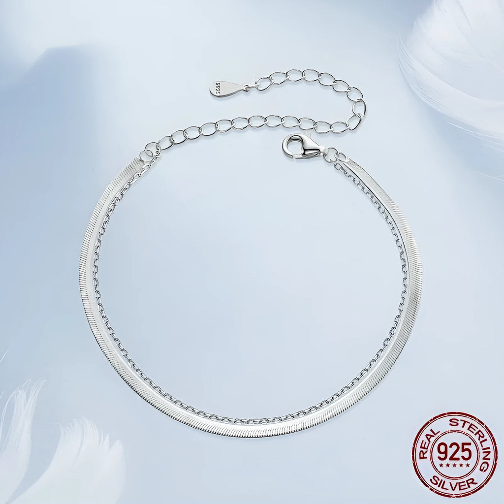 S925 sterling silver double-layer bracelet for women with electroplated finish BSB193 colour