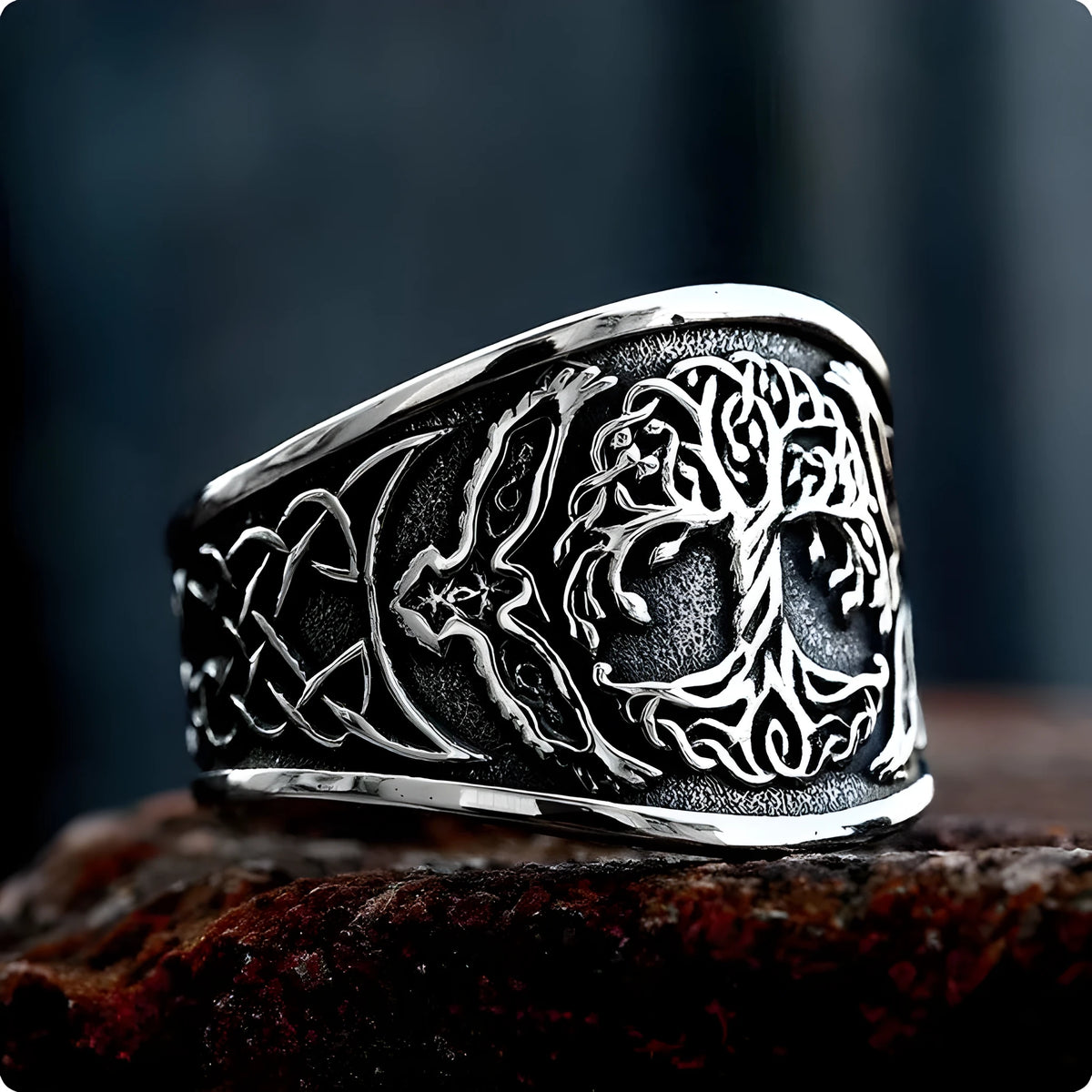 Men's retro titanium steel gemstone ring, thin band, colour BR8 947, sizes 7 to 13