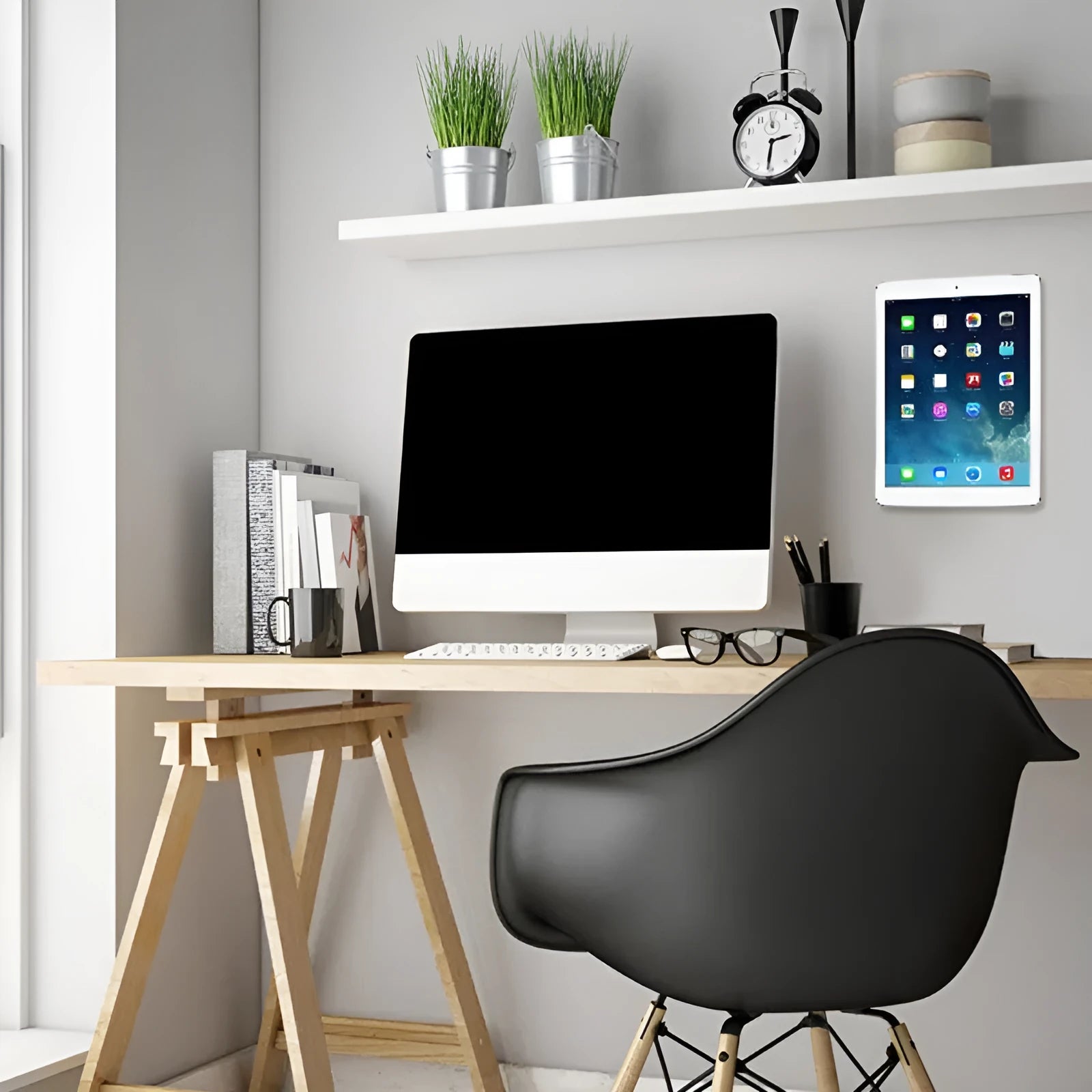 Magnetic tablet holder with twelve colour options compatible with Apple iPad Pro and Air tablets