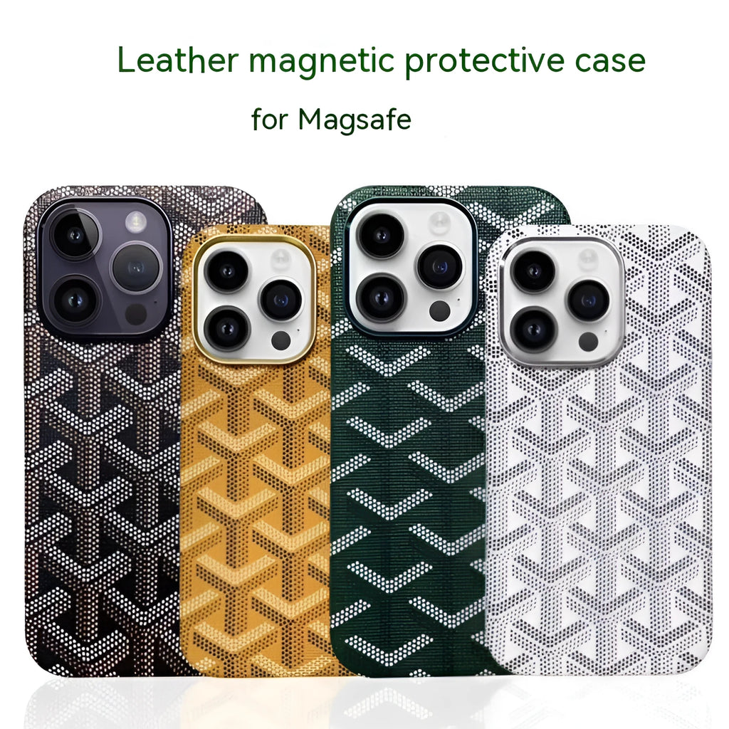 Leather phone case in green with magnetic suction and all-inclusive drop-resistant design for iPhone 12-15