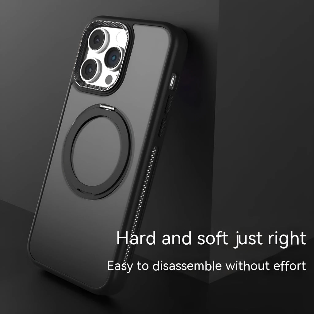 Frosted silicone iPhone case with rotating bracket in deep sea blue colour