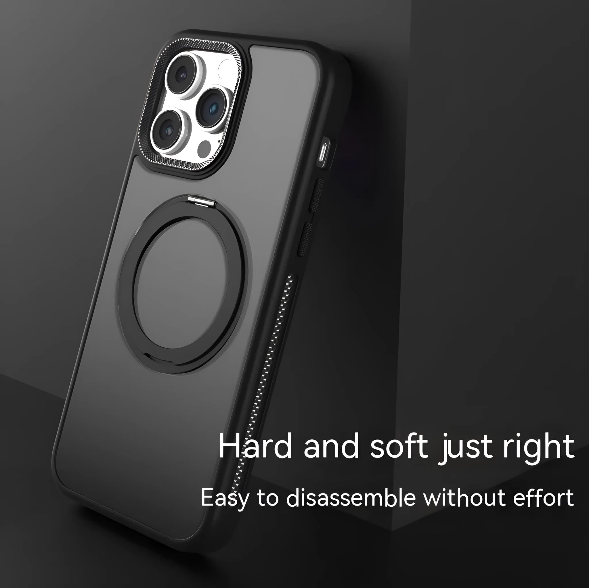 Frosted silicone iPhone case with rotating bracket in deep sea blue colour
