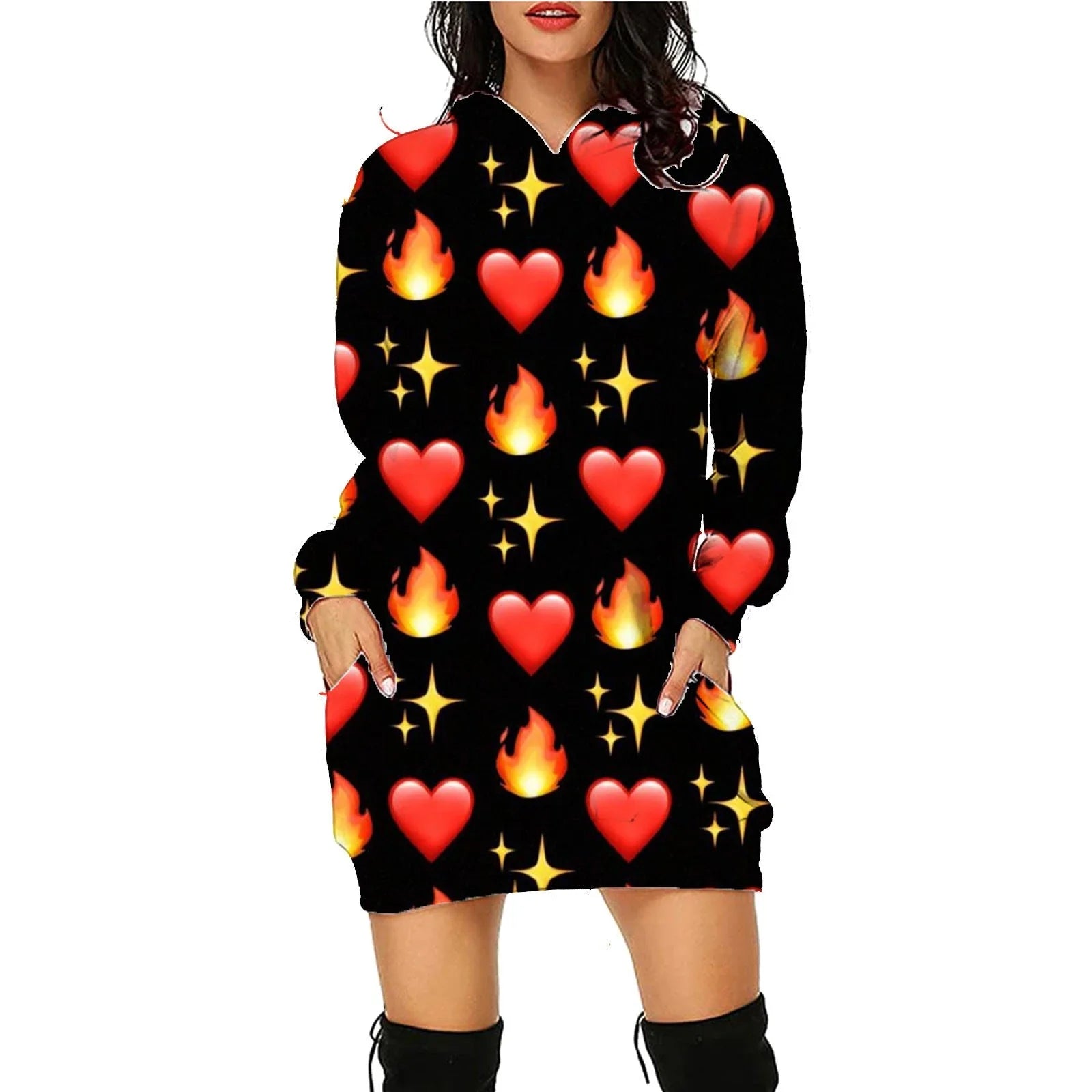 Women's long-sleeved Halloween hoodie with pockets, featuring a unique printed design in a variety of vibrant color options.