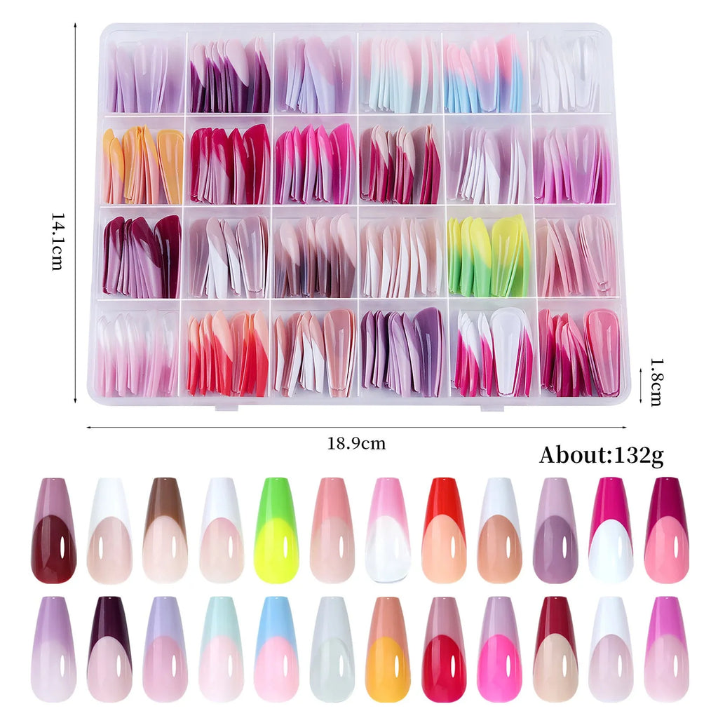 French nail stickers 288-piece set with removable armour style designs in sweet and hot girl patterns