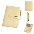 Women's short wallet in PU leather, shown in one of six available colours: pink, black, yellow, blue, apricot, or brown.