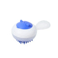 Automatic pet bath brush with soft gel massage heads in blue and orange colour options