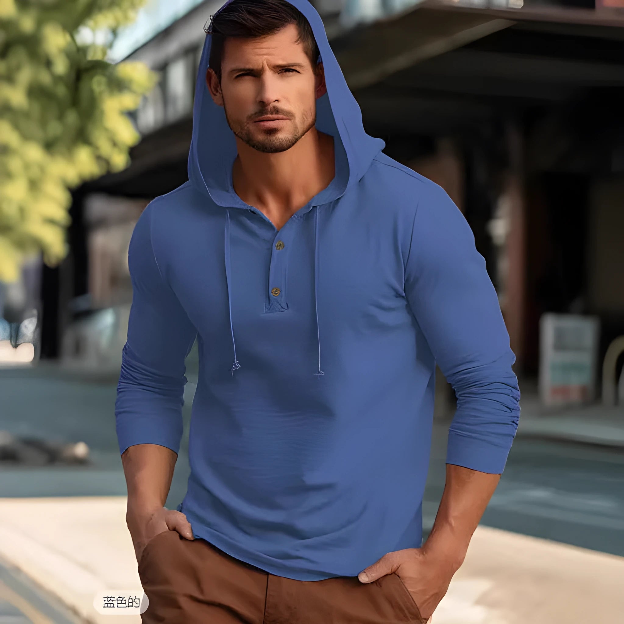 Casual cotton sports hoodie in pullover style, shown in one of six available colours.