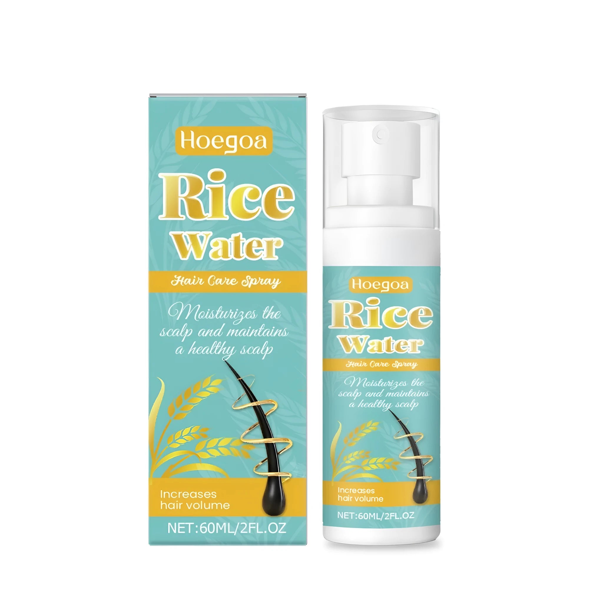 60 ml bottle of hair spray with ginger and rosemary extract