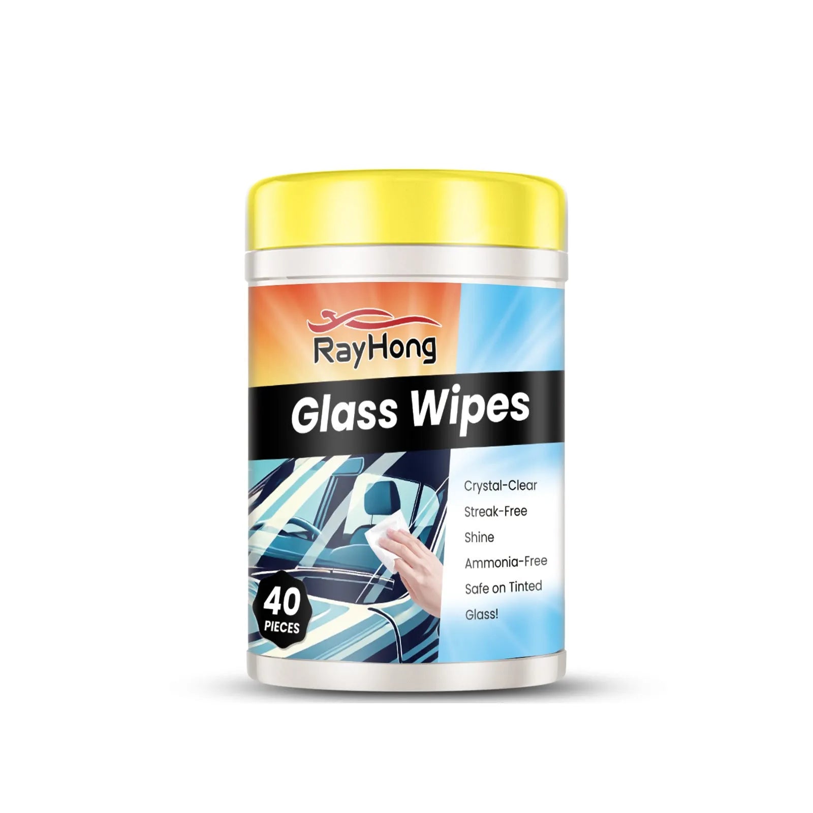 Pack of 40 car glass cleaning wipes each measuring 8.2x12.7cm for anti-fog use on rearview mirrors