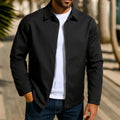 Men's zip-front cardigan jacket with raglan sleeves shown in emerald green, khaki, black, and navy blue colour options.