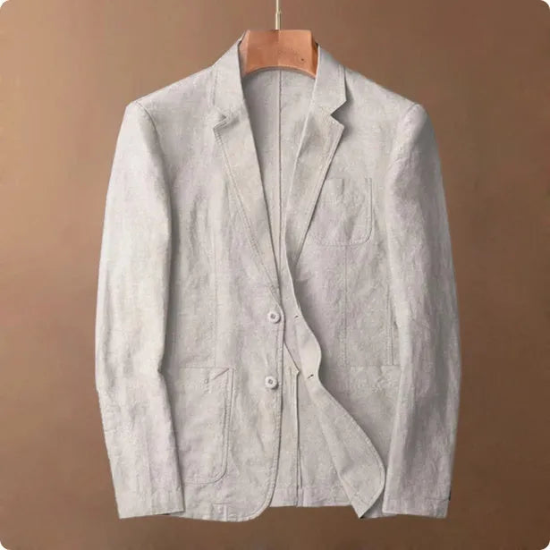 Men's lightweight linen coat in solid colour with size stick pocket