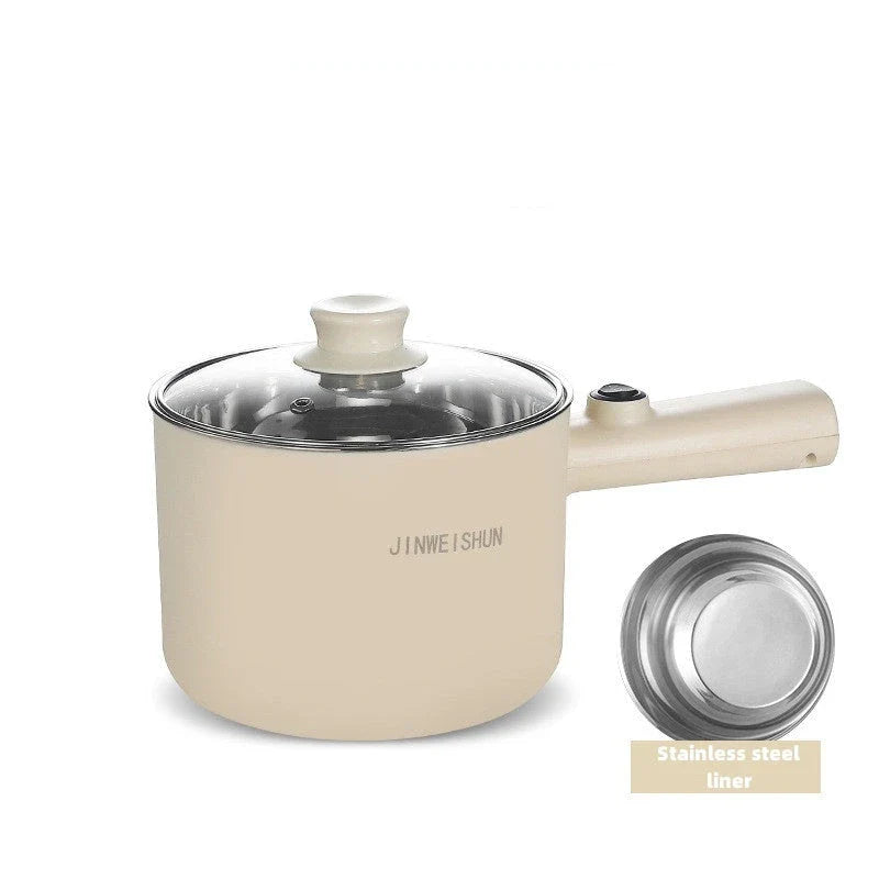 Versatile Mini Electric Hot Pot for cooking soups, stews, pasta, and more with stainless steel construction and non-stick interior