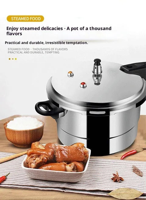 White universal pressure cooker, aluminium alloy uncoated pot, 22cm 5L, gas and induction compatible
