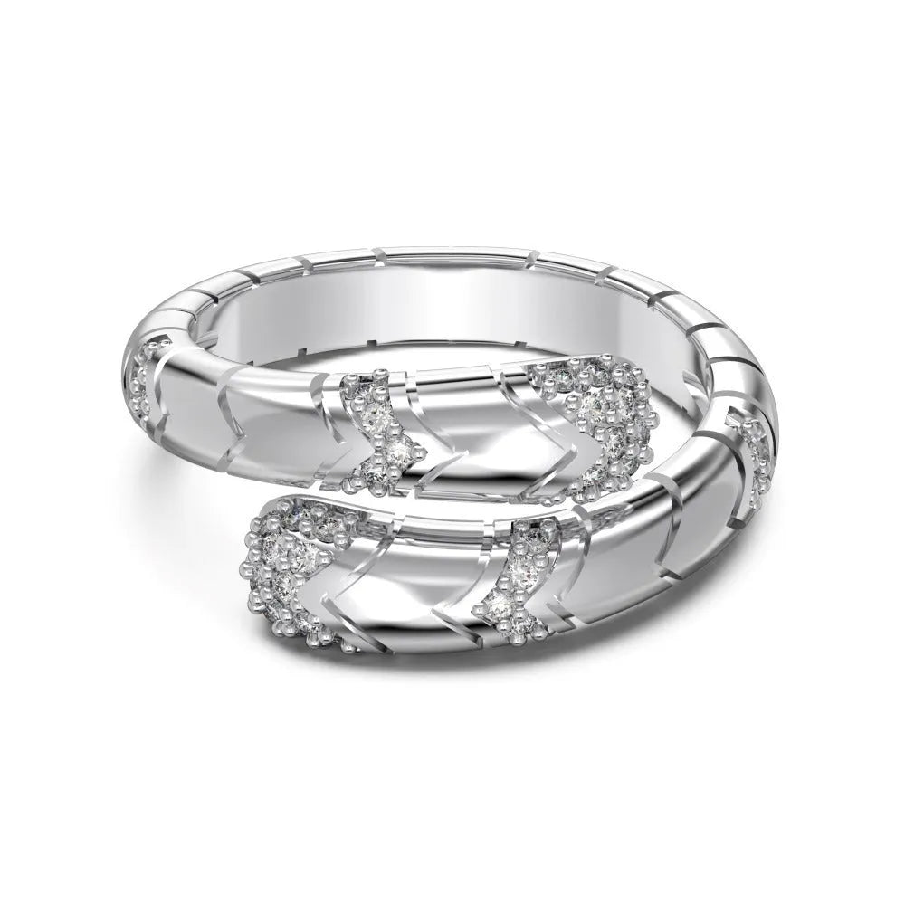 S925 sterling silver ring with star and moon design, full zirconium inlay, white gold colour, adjustable open band