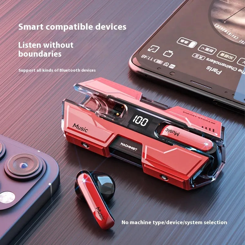Casual black Bluetooth headset with PC ABS body and USB charging cable