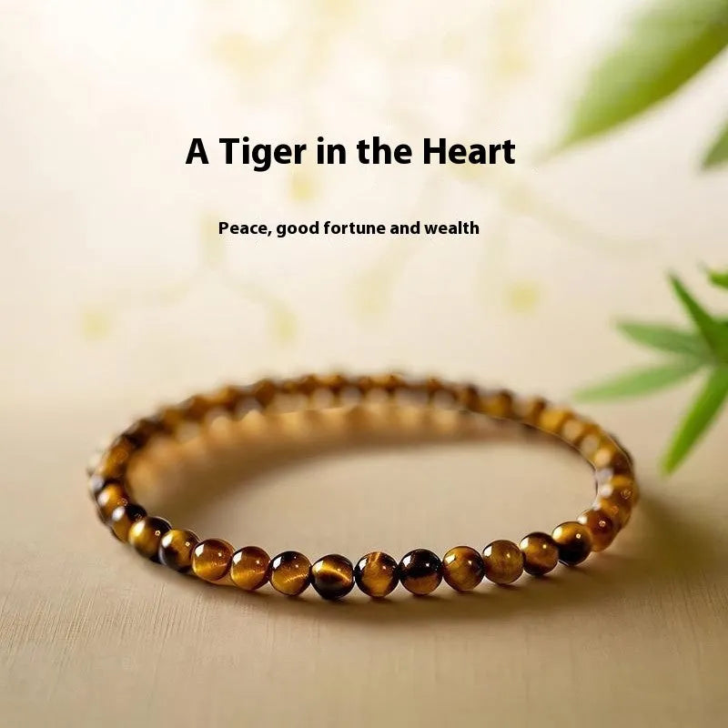 New Chinese style tigereye stone bracelet with geometric round beads in 4mm 6mm or 8mm sizes