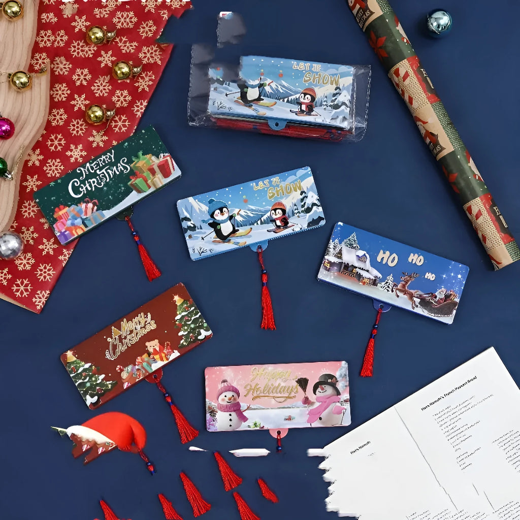 Red envelope with 10 USD card slots, special paper, 13x9 cm, red colour, Santa Claus design