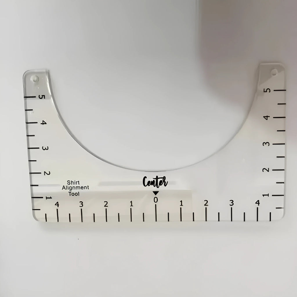 Transparent acrylic 10x6 inch sewing patch ruler for T-shirt fabric alignment