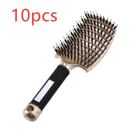 Detangling hairbrush with bristle and nylon teeth for effortless hair management and scalp massage