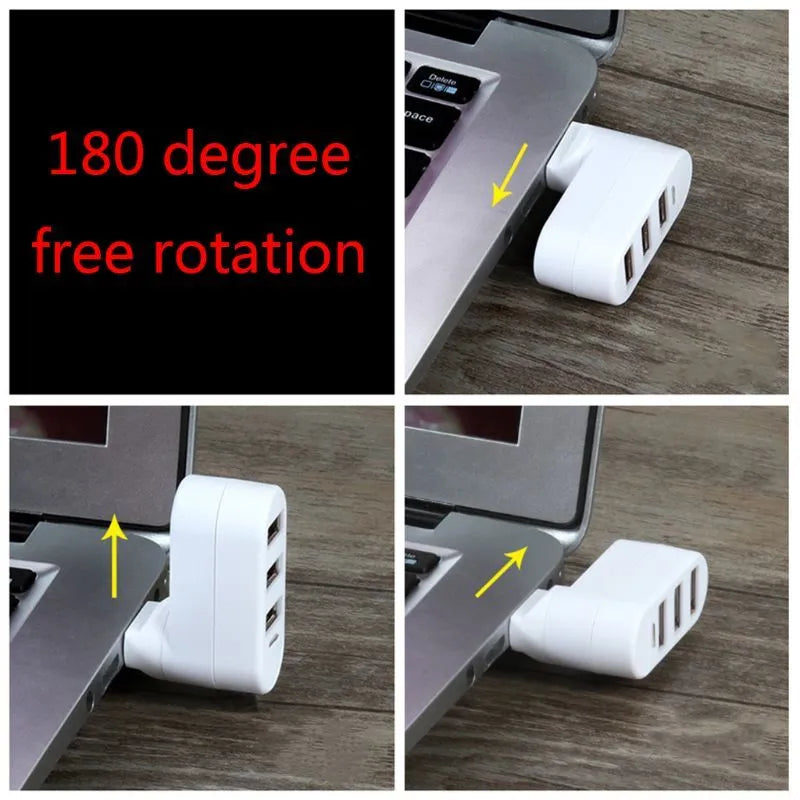 Black and white 4-port USB 2.0 hub for laptop connectivity expansion