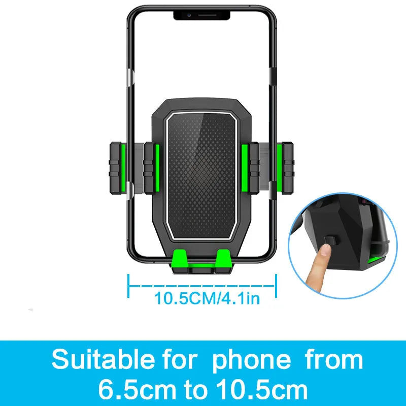 Green and grey A02 model in-car drink rack and mobile phone holder made of ABS/PC plastic.