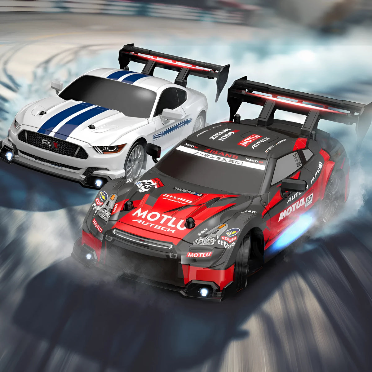 RC drift remote control car in GTR red/black colour on a smooth surface