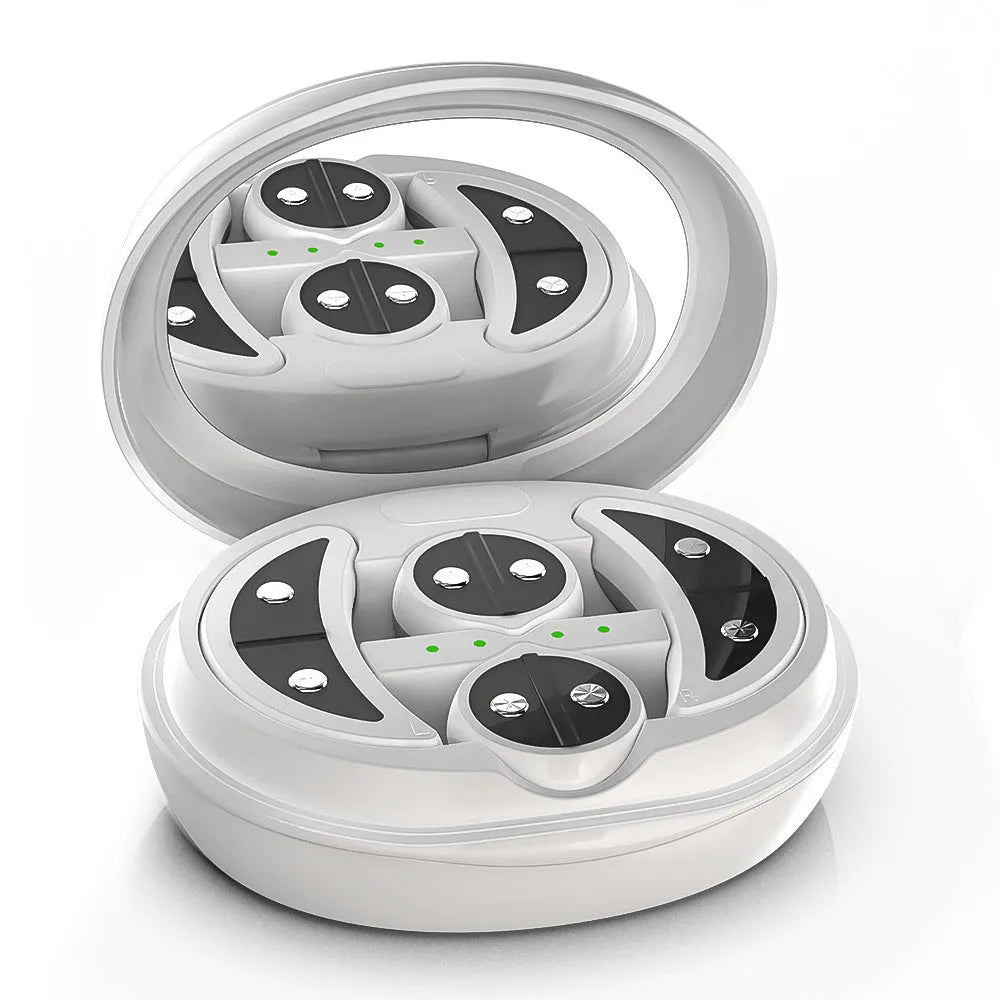 White wireless red light EMS eye and face massager device for dark circles and facial treatment