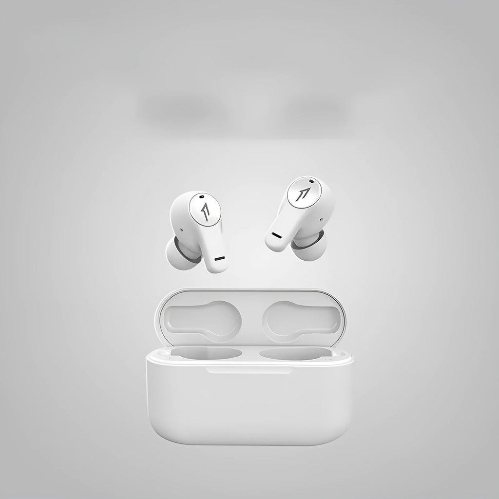 True wireless Bluetooth headphones in black or white with in-ear sports design
