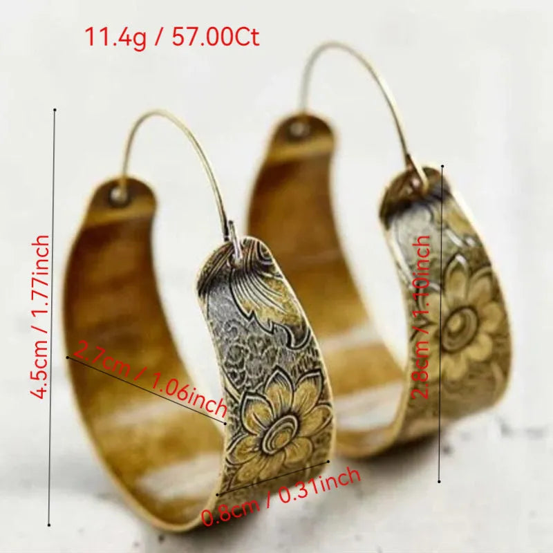 Women's gold geometric hollow petal earrings with Maillard-style electroplated alloy construction
