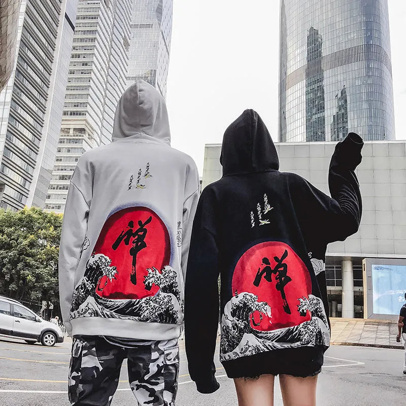 Men loose fit polyester hoodie with hood, digital print, patch pocket, black colour for spring autumn sports