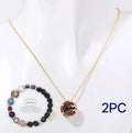 Natural stone beaded necklace and bracelet set showing one of twelve style variations.