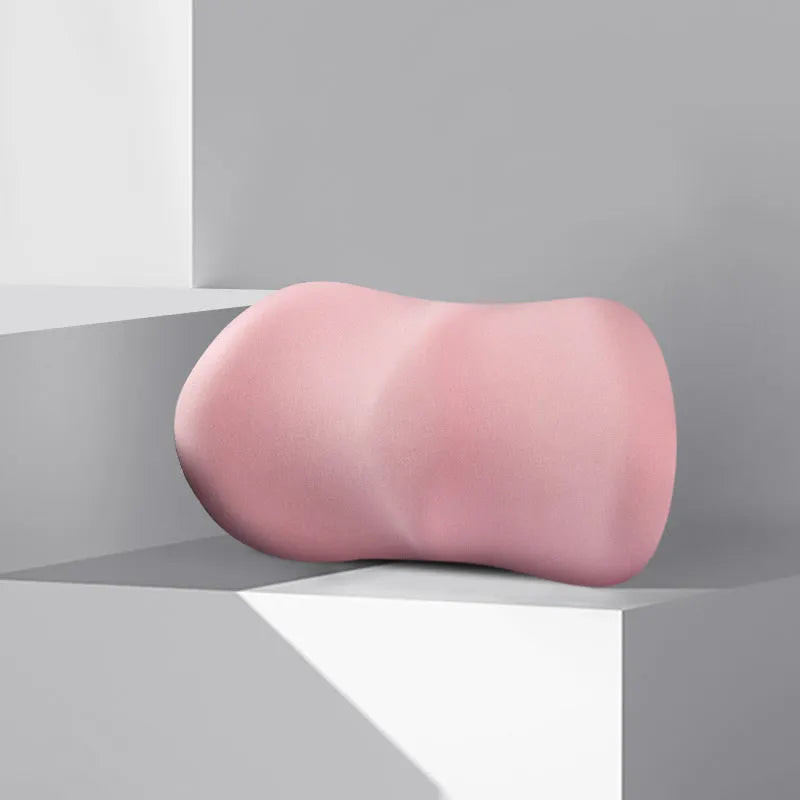Car seat headrest and lumbar support pillows in black, grey, pink, green, and yellow colour options