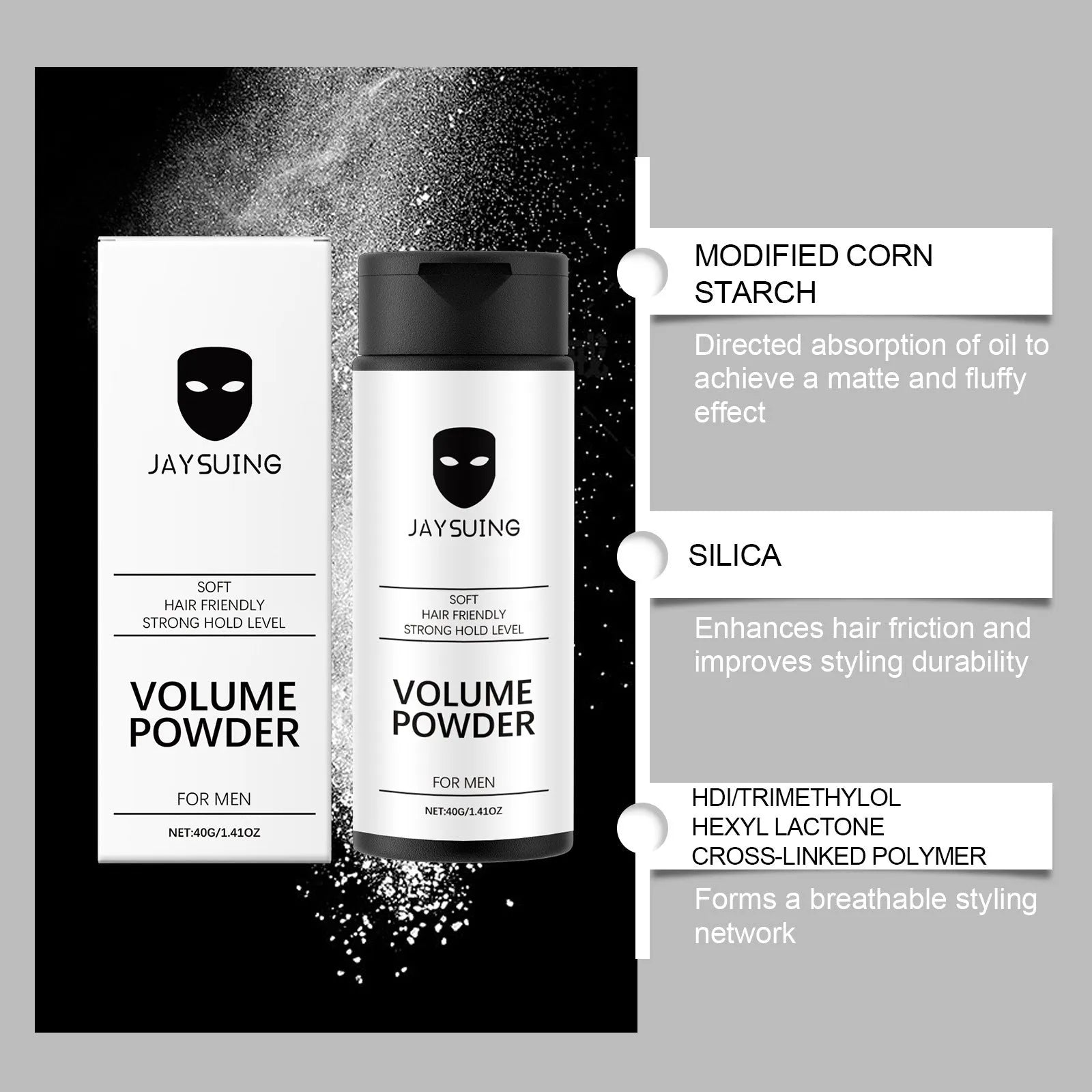 40g hair shaping powder container for volumising and texturising hair