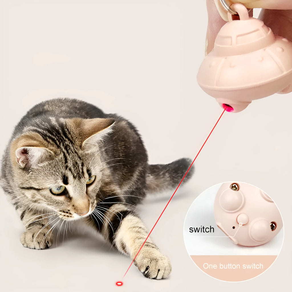 Green automatic cat collar laser toy with USB charging port on cat collar