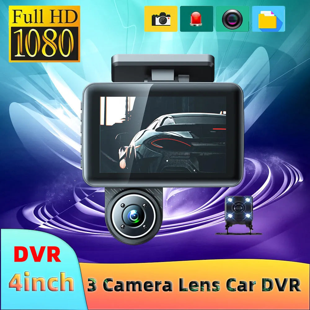 4 inch touch screen car dashcam with wide angle lens and night vision capability