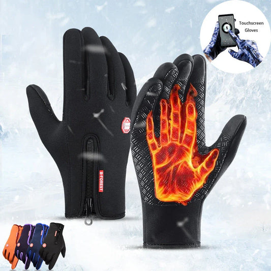 Premium insulated motorcycle gloves with touch screen capability, fleece lining, and vibrant color options